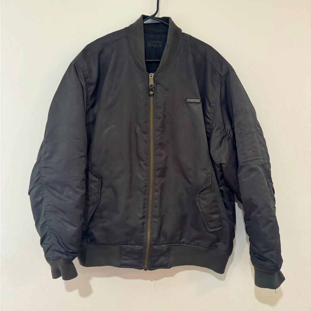 South Pole Gray Puffer Full Zip Men's Jacket Sz XL Vintage